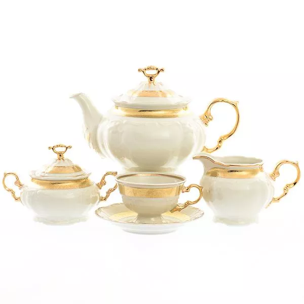 Фото Чайный сервиз Thun Мария Луиза золотая лента Ivory 6 персон 17 предметов