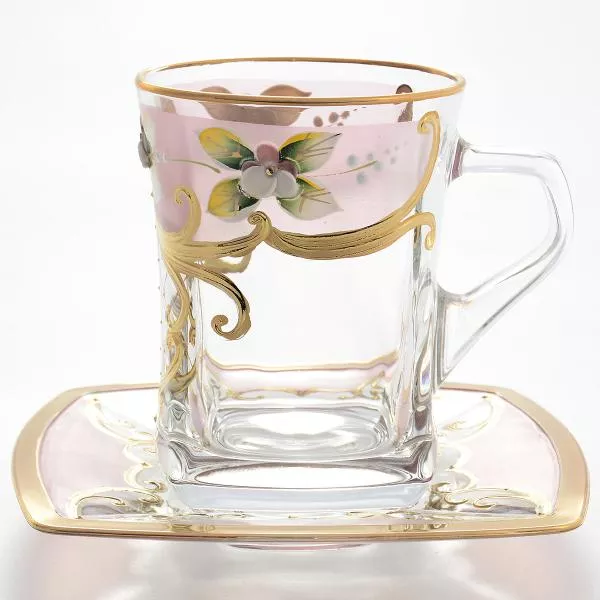 Фото Набор чайных пар  Bohemia фонд  розовая 12 предметов