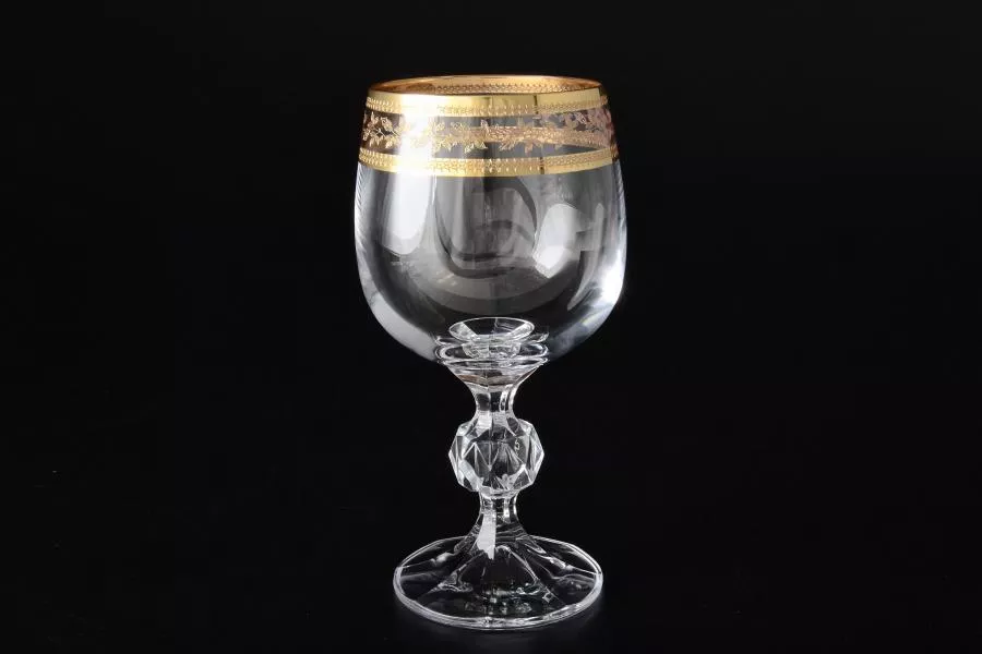 Фото Золотой лист Клаудия Набор бокалов для вина 190 мл Кристалайт (6 шт)