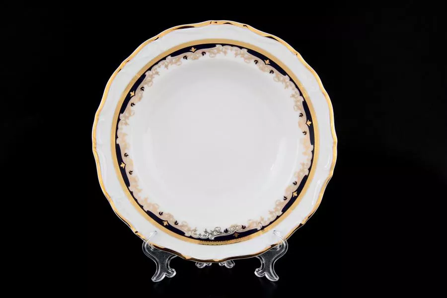 Фото Набор глубоких тарелок Thun Мария Луиза Синяя лилия 23см (6 шт)