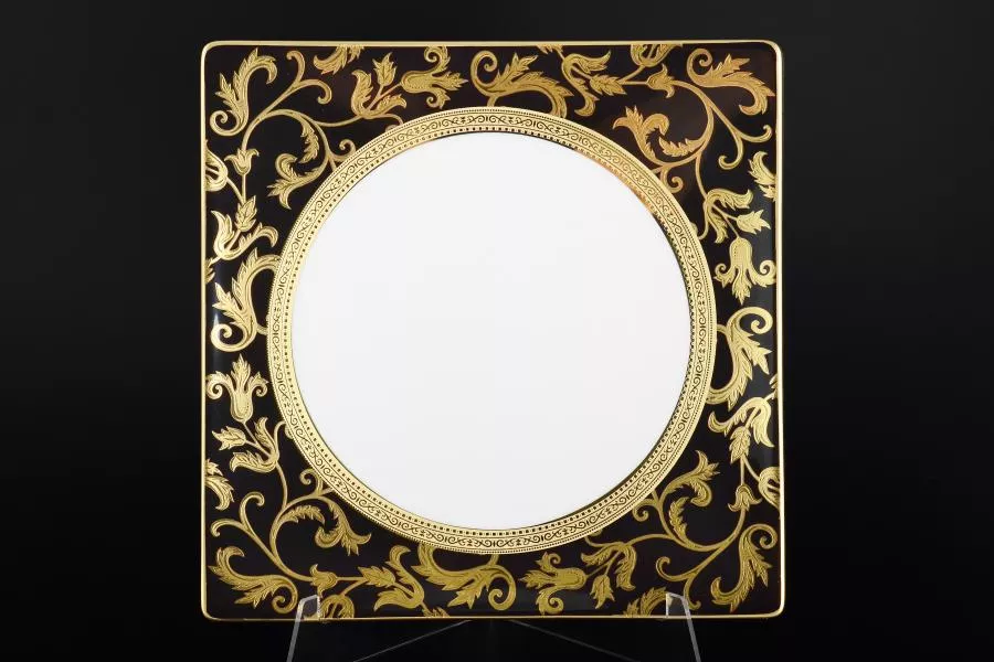 Фото Набор тарелок 27 см квадрат Tosca Black Gold