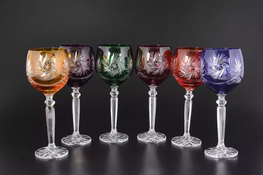 Фото Набор бокалов для вина 400 мл Цветной хрусталь (6 шт)