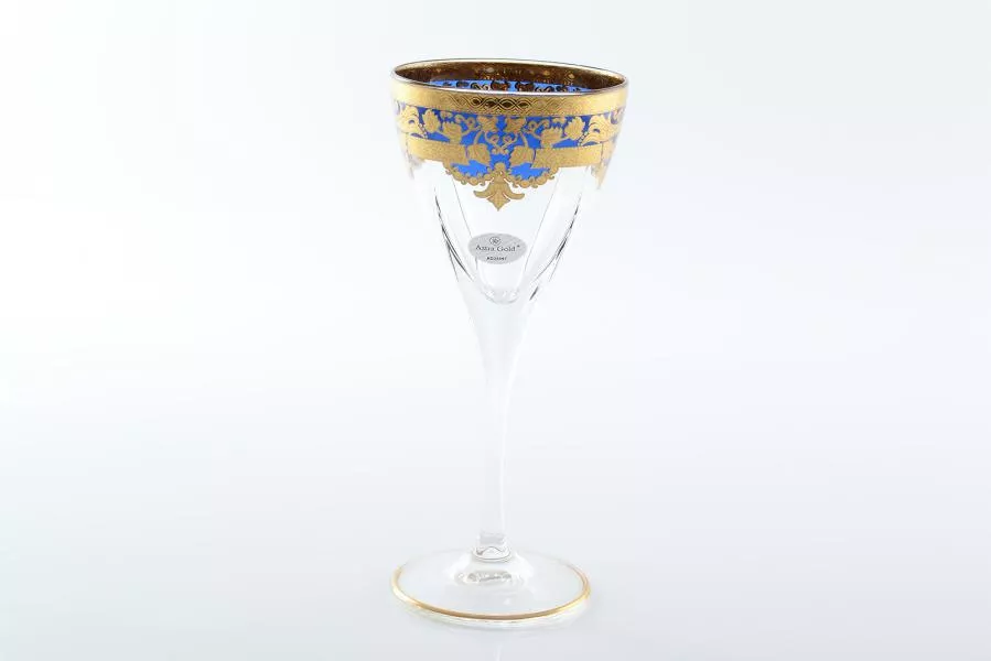 Фото Набор бокалов для вина Astra Gold Natalia Golden Blue Decor 210мл(6 шт)
