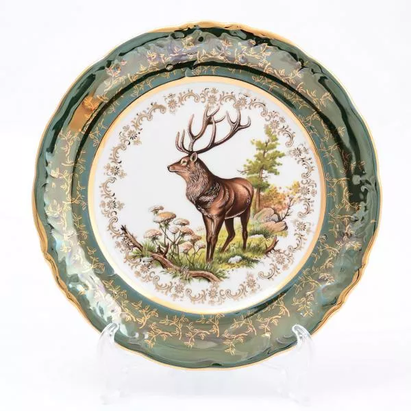 Фото Набор тарелок Sterne porcelan Охота Зеленая 25 см(6 шт)