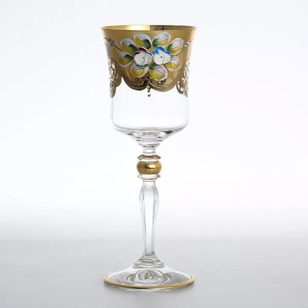 Фото Набор бокалов для вина золотая ножка Bohemia лепка прозрачная E-S