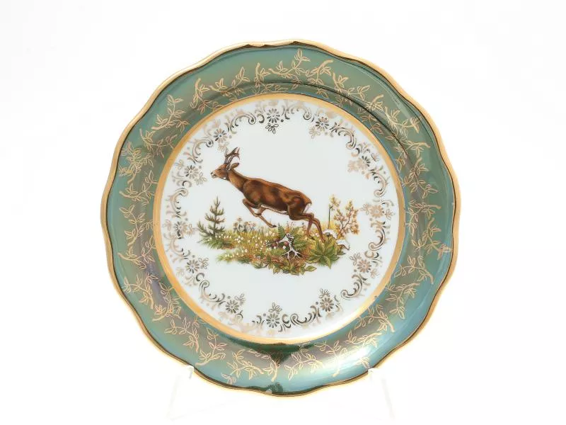 Фото Набор тарелок Sterne porcelan Охота Зеленая 17 см(6 шт)